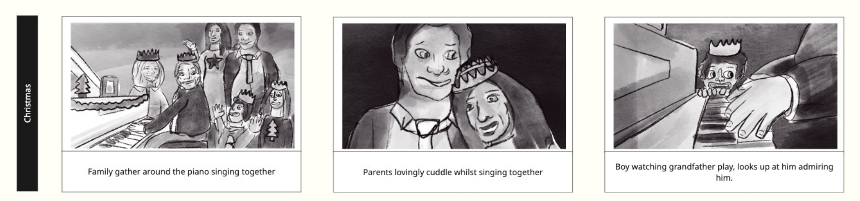 Storyboard illustration from The Ultimate Gift by Edelweiss Pianos. Illustrated by Define Creative