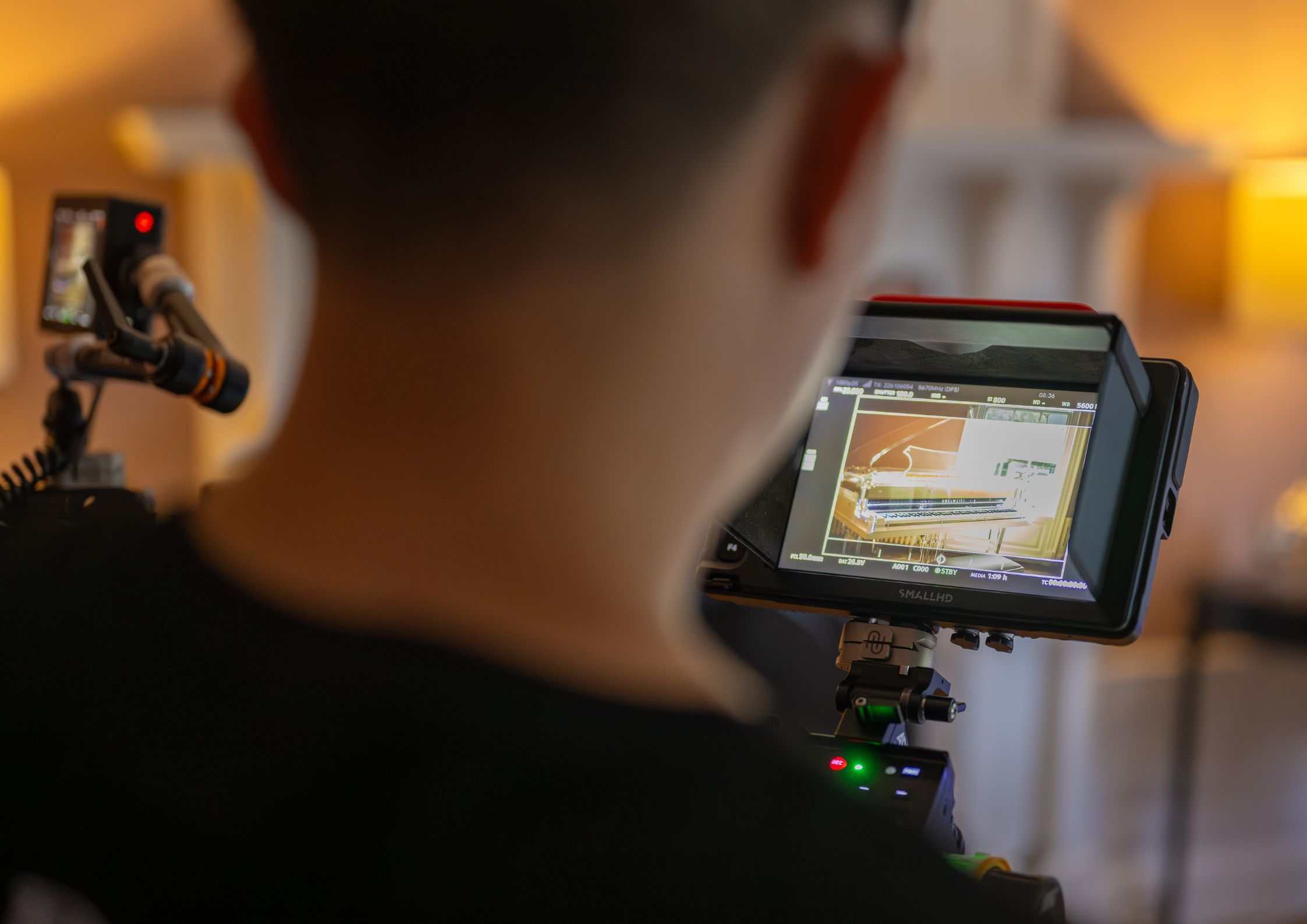 BTS Image of recording on set of The Ultimate Gift by Edelweiss Pianos