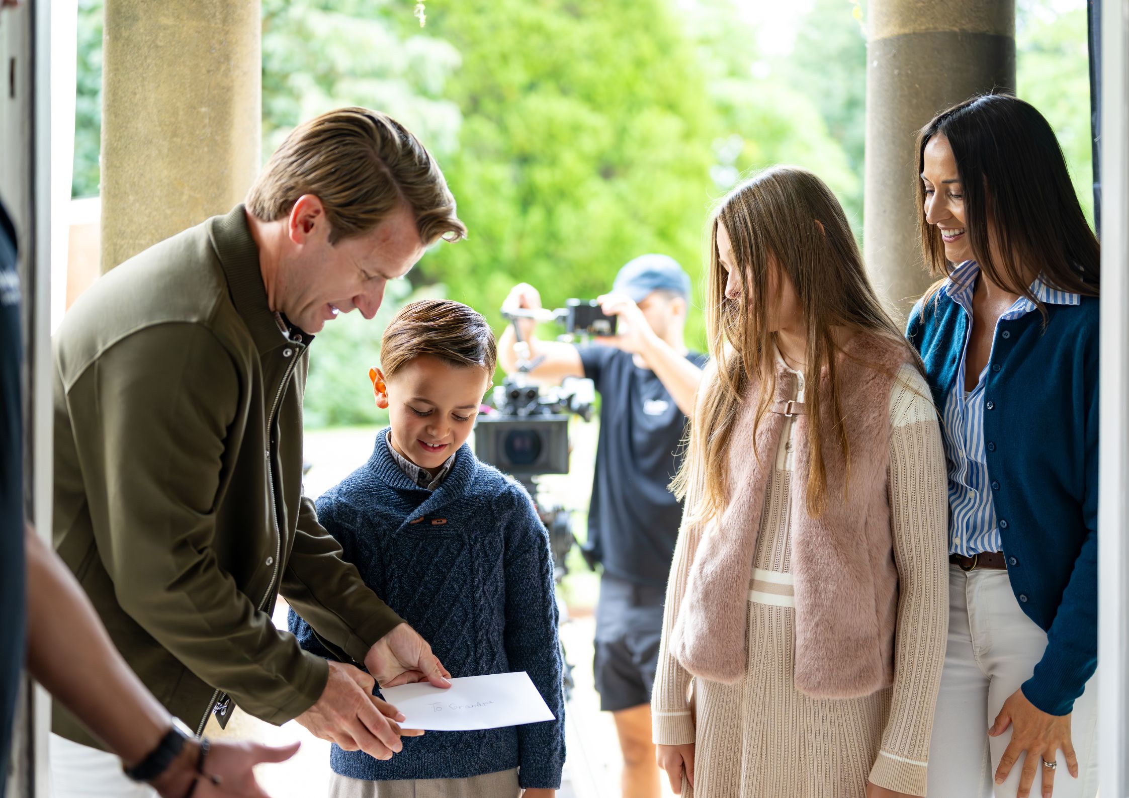 Family actors on set of The Ultimate Gift by Edelweiss Pianos