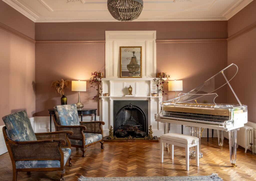 Interior photo of the set for The Ultimate Gift by Edelweiss Pianos