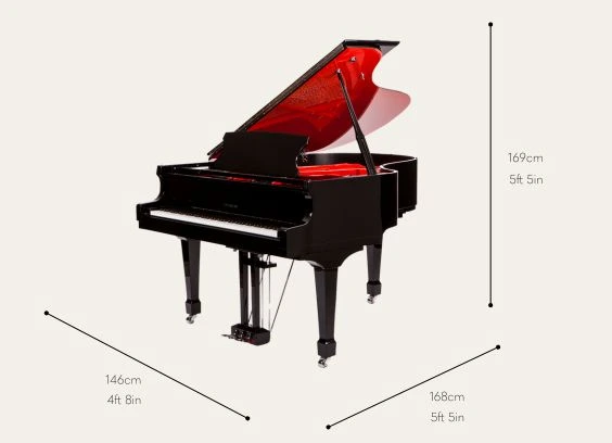 Dimensions of The Classic Flugel by Edelweiss Pianos
